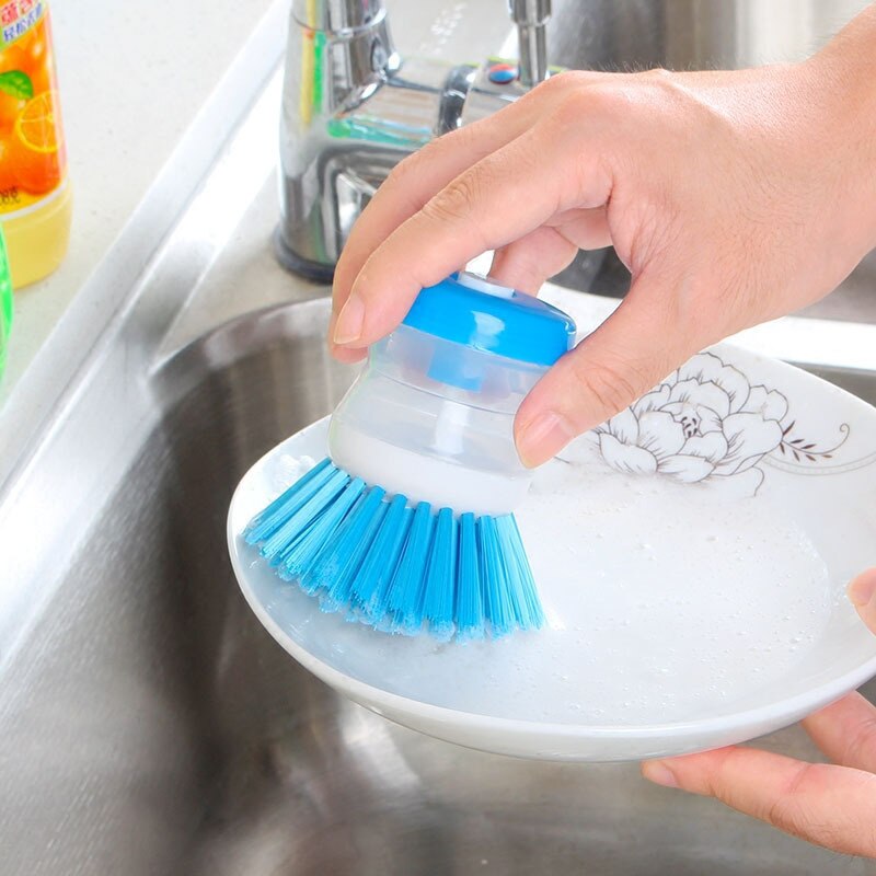 คละสี แปรงทำความสะอาด แปรงล้างจานแบบใส่น้ำยาได้ 2 IN 1 แปรง แปรงขัด หัวแปรง