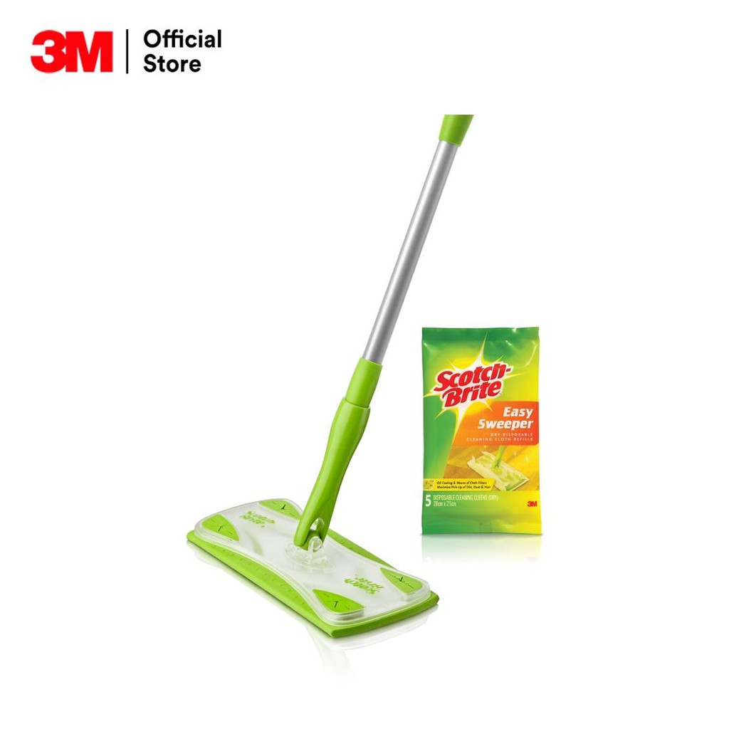 สก๊อตช์-ไบรต์®ชุดไม้ม็อบดันฝุ่น อีซี่ สวีปเปอร์ Scotch-Brite® Easy Sweeper Starter Kit, Disposable Mop &Floor wiper