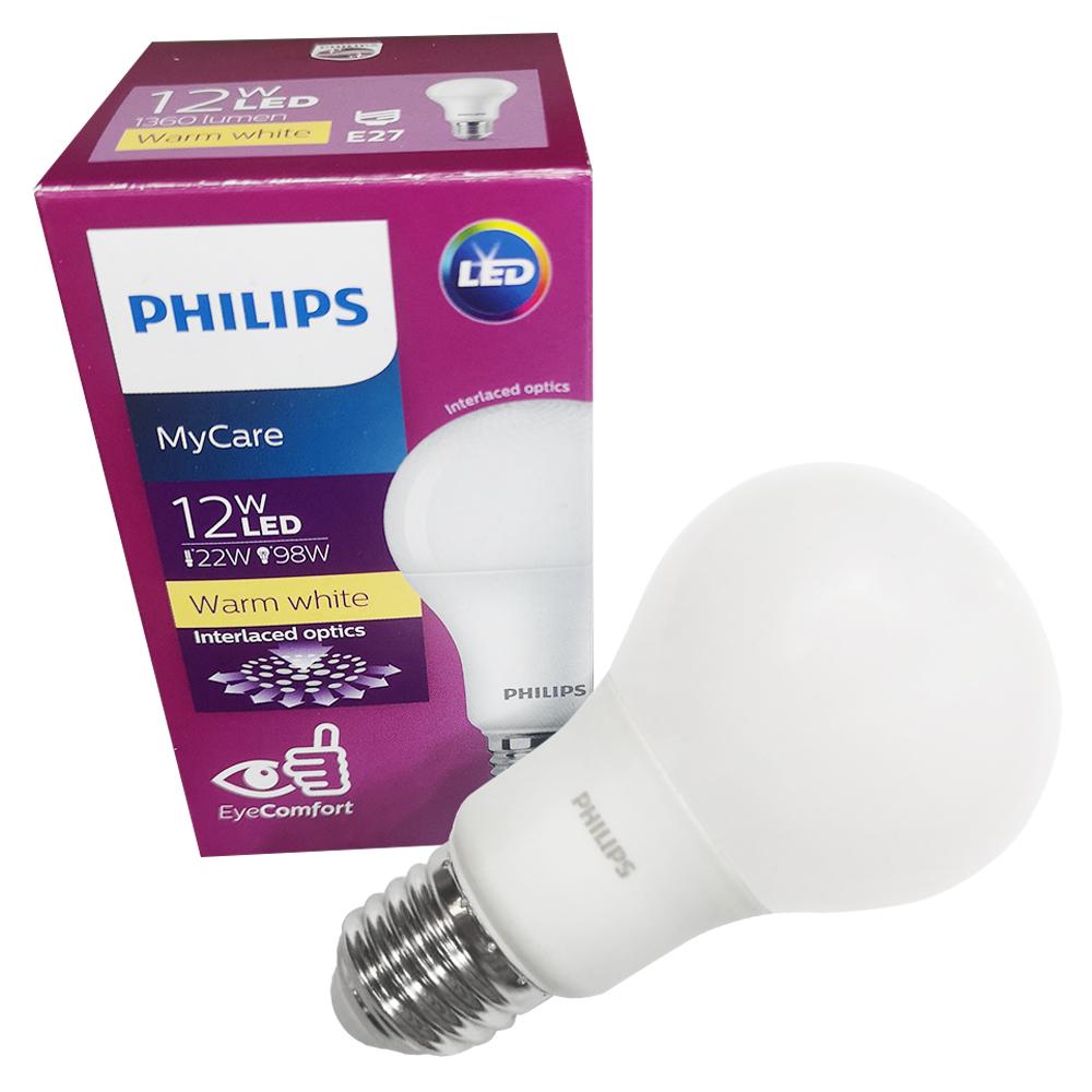 หลอด LED Bulb PHILIPS E27 12วัตต์ สีเหลืองขาว หลอดไฟ โคมไฟและหลอดไฟ หลอดไฟ LED LED BULB PHILIPS E27 12W WARM WHITE