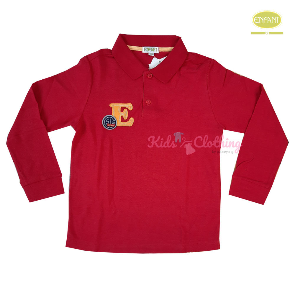 เสื้อโปโลสีแดง แขนยาว จากแบรนด์ Enfant (Green) Size 100/110