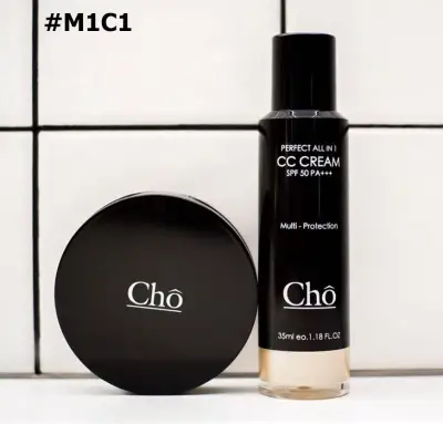 CHO โช แป้งโช (แป้งตลับจริงรุ่นใหม่ +CC) แป้ง cho Brightening POWDER 12 g.+Cho CC Cream Perfect All in 1 SPF50 ซื้อคู่ประหยัดกว่า!!!