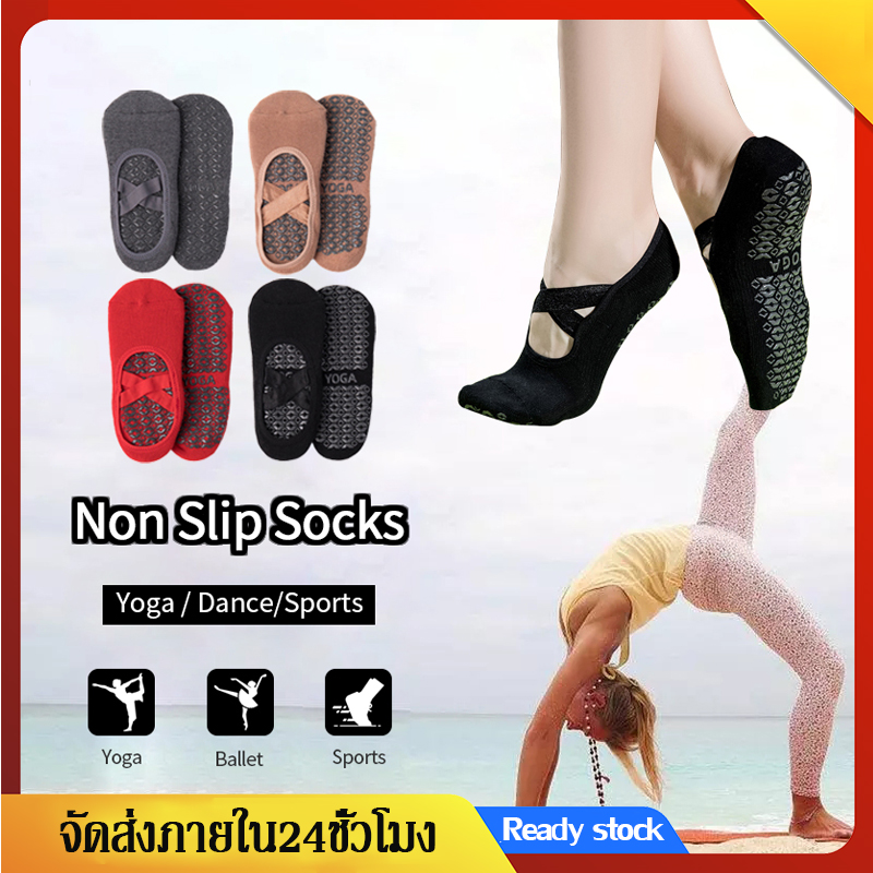 ถุงเท้าโยคะ  Yoga Socks  ถุงเท้าสำหรับเล่นโยคะ มีปุ่มกันลื่น ถุงเท้าพิลาทิส ถุงเท้ากันลื่น ถุงเท้าออกกำลังกาย ถุงเท้าพิลาทิส โยคะ มีกันลื่น  SP51