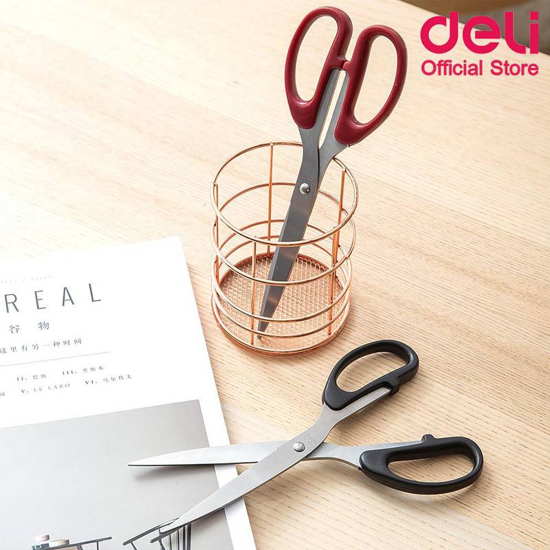 Deli 6010 Scissors Stainless กรรไกรสแตนเลส ขนาด 8 1/4 นิ้ว คละสี 1 ชิ้น ...