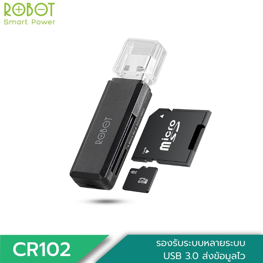 ROBOT CR102 การ์ดรีดเดอร์ตัวอ่านเมม 2 in 1 อะแดปเตอร์การ์ดรีดเดอร์ USB 3.0 ความเร็วสูง [ประกัน 1 ปี]