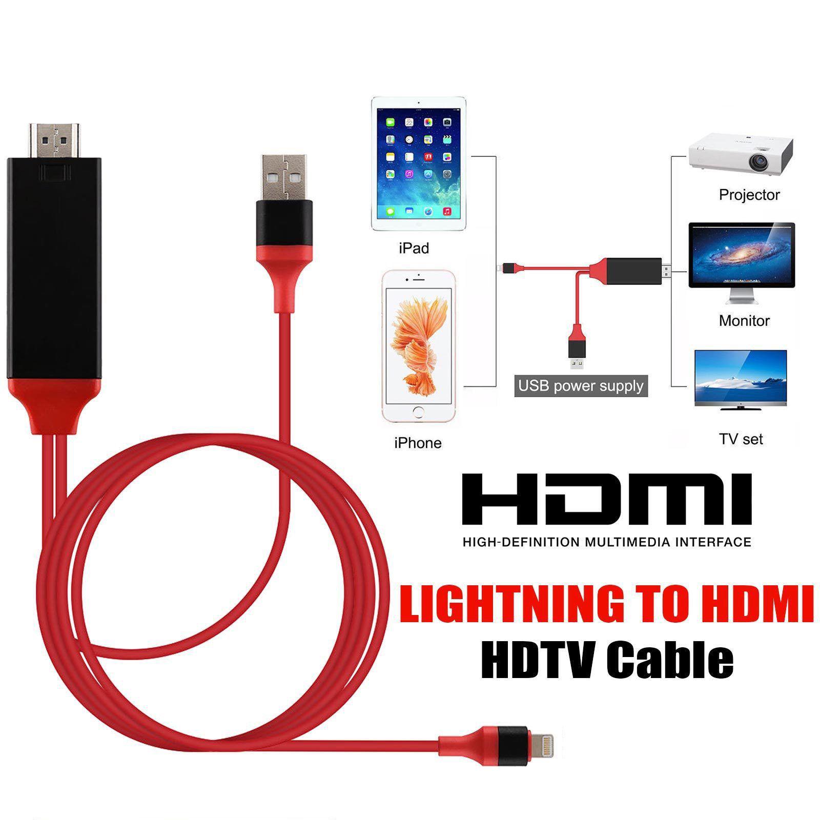 Lightning HDTV HDMI iPhone สาย iPhone To HDMI TV เชื่อมต่อ iPhone กับทีวี Lightning to HDMI Cable พร้อมชาร์จแบตได้ ios12