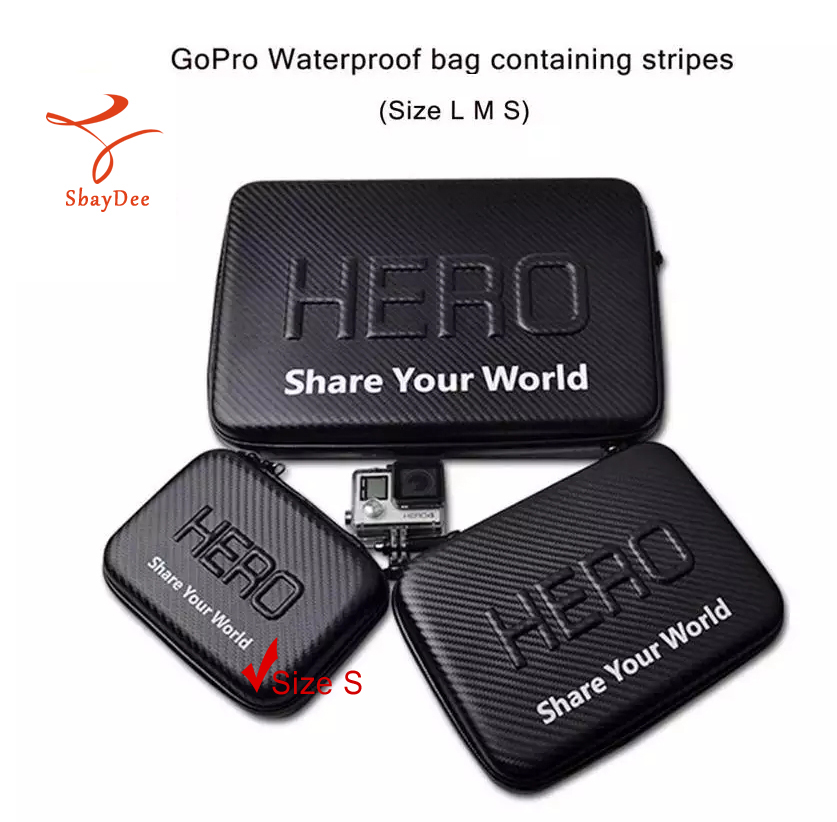 GoPro Waterproof bag containing stripes (Size L M S), GoPro, SJCam, YI, and other accessories can be installed GoPro กระเป๋ากันน้ำ ลายเคฟล่า ใส่ได้กับ GoPro Hero 9/8/7/6/5/4/3 SJCam YI ฯลฯ (มีไซส์ L M S)