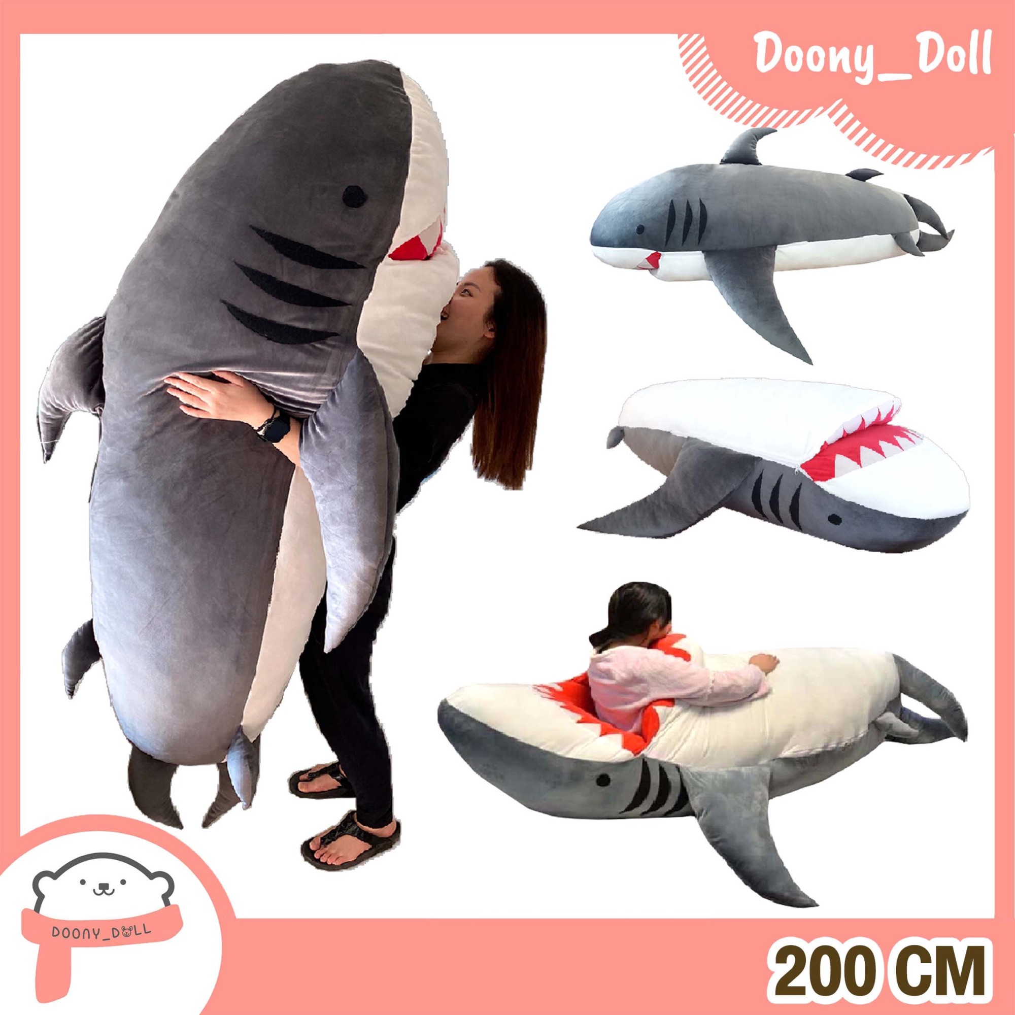 Doony_doll ตุ๊กตาฉลามยักษ์ 200cm ที่นอนฉลามยักษ์ ถุงนอนฉลามยักษ์ #ตุ๊กตาตัวใหญ่ๆ ของขวัญปัจฉิม ของขวัญให้แฟน