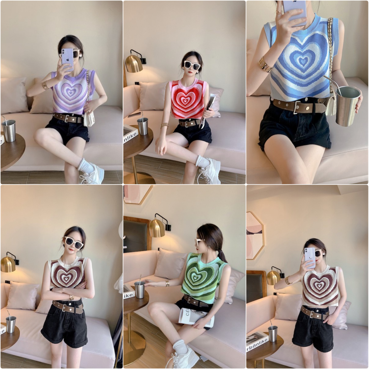 เสื้อครอปไหมพรม knit ลายหัวใจ เนื้อผ้านิ่มทอลาย เสื้อครอปแขนกุด - jan ...