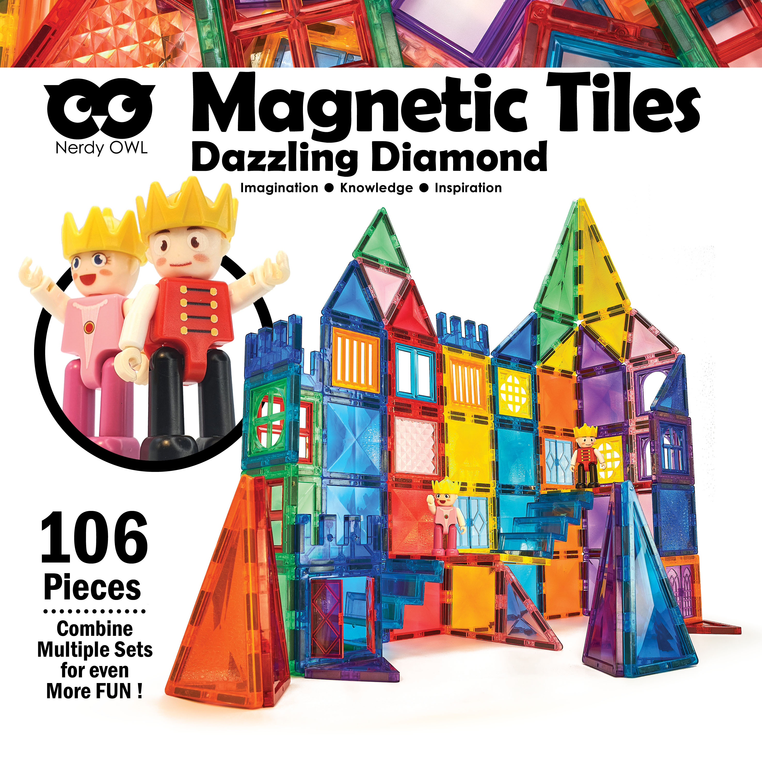 Magnet Tiles Dazzling Diamond 106 Pieces ของเล่นแผ่นตัวต่อแม่เหล็ก 106 ...