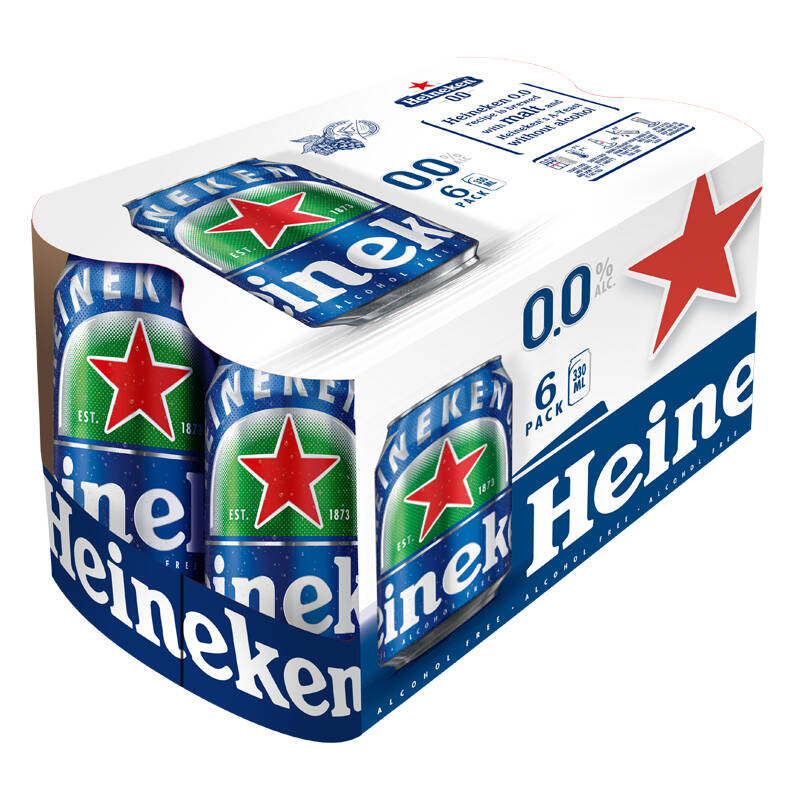 ไฮเนเก้น นอนแอลกอฮอล 0.0 เบียร์แคน 330มล. (แพ็ก6 กระป๋อง) Heineken Non Alcoholic 0.0 Beer Can 330ml.