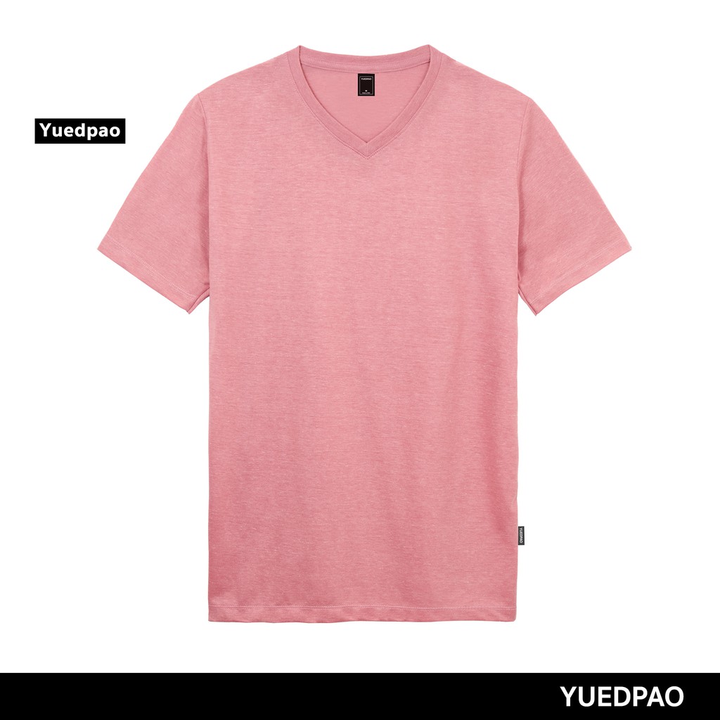 Yuedpao ยอดขาย No.1 รับประกันไม่ย้วย 2 ปี ผ้านุ่ม เสื้อยืดเปล่า เสื้อยืดสีพื้น เสื้อยืดคอวี_สีพีช