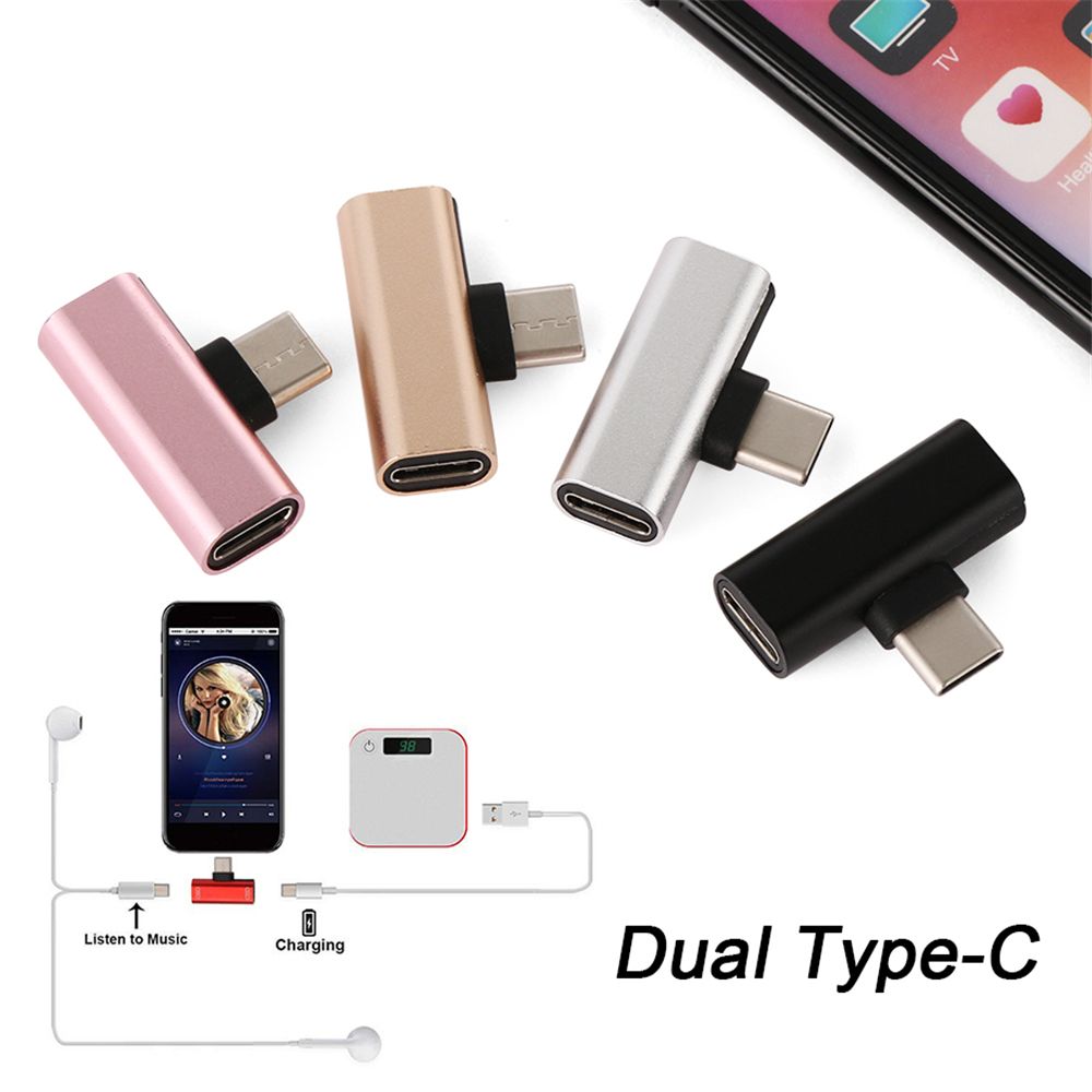 CLMXCA Universal USB C Metal Mini Headphone Jack Audio Convertor AUX Splitter Type-C To Type-C Adapter