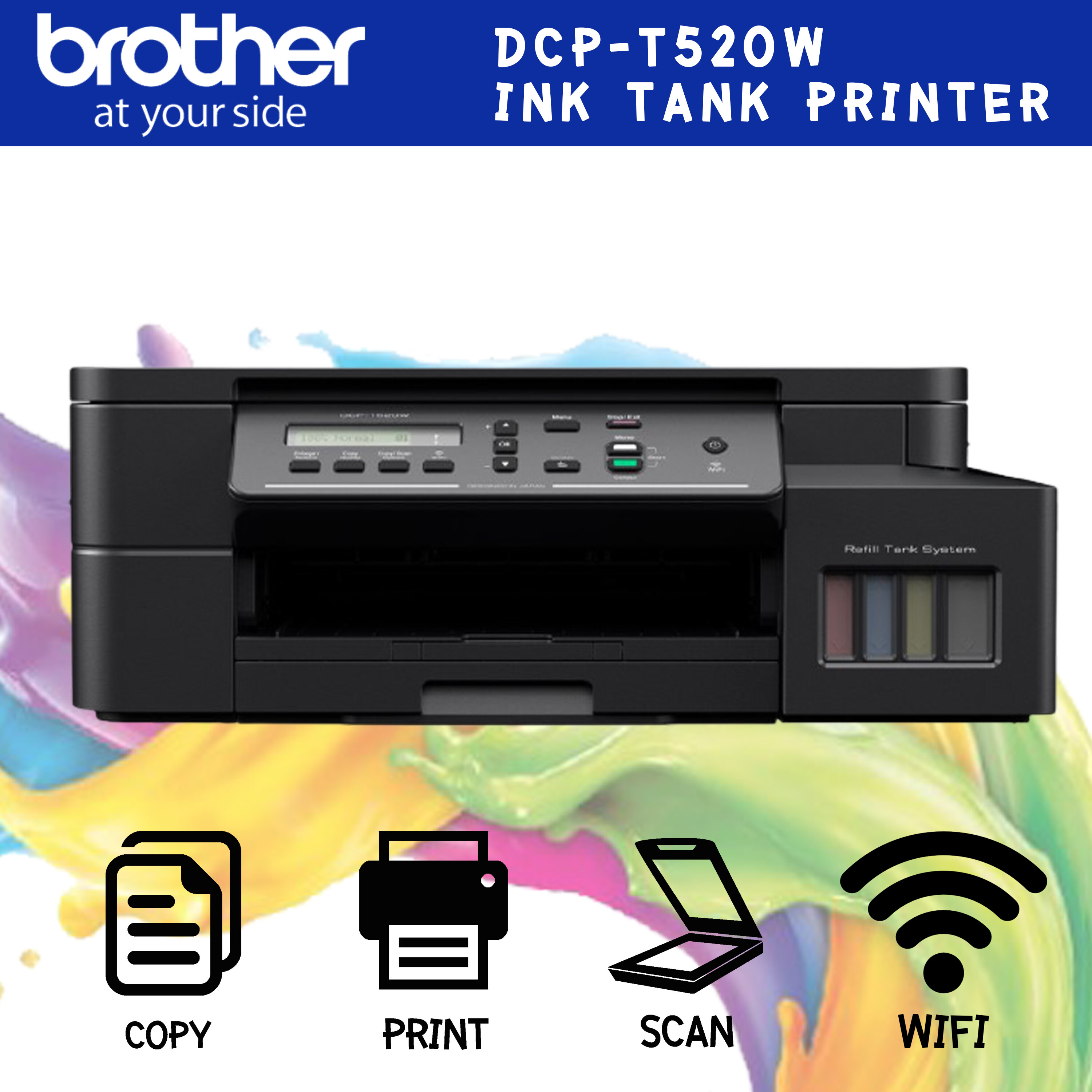 Brother Dcp T520w Ink Tank Printer Print Scan Copy Wi Fi Direct เครื่องพิมพ์มัลติฟังก์ชัน 5398
