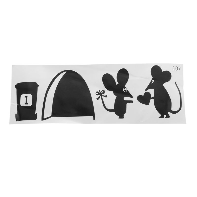 1Pc Black Cartoon Mouse Love Heart Vinyl Art Wall Sticker Home Wall Skirting Board Decal