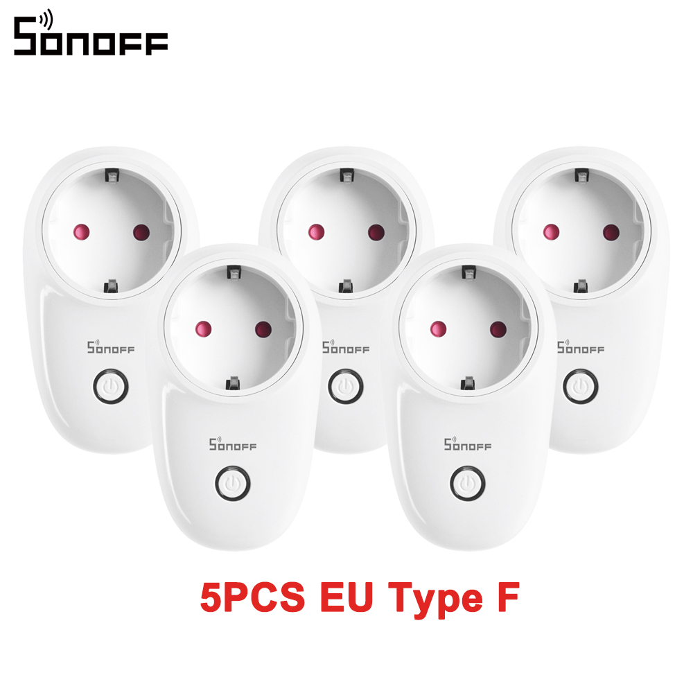 1/3/5PCS Itead SONOFF S26 WiFi Smart Plug EU Power Socket Wireless Outlet  Timer Remote Control Works with Alexa Google Home