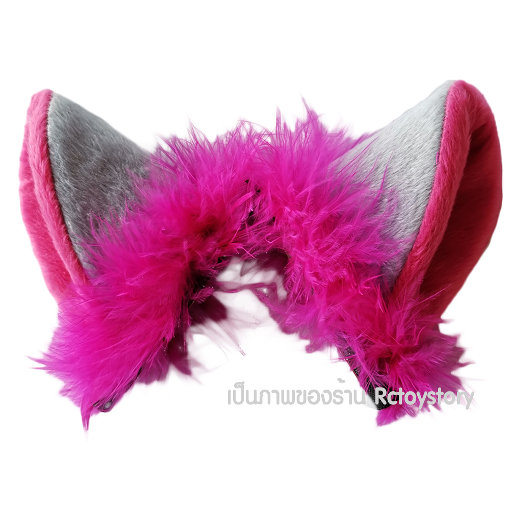 Rctoystory หูแมว ติดหมวกกันน๊อค ของแต่งหมวก คละขนสี หูหนา (1 คู่)