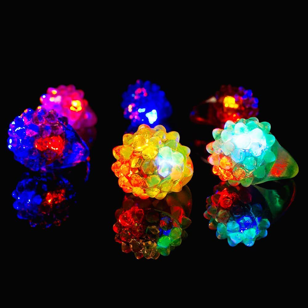 MAIFU วันเกิดของขวัญสีสันสำหรับงานปาร์ตี้ Glow In The Dark Finger ของเล่น Bumpy แหวนวุ้นแหวนเรืองแสงกระพริบหลอดไฟวงแหวนของเล่น Light-Up