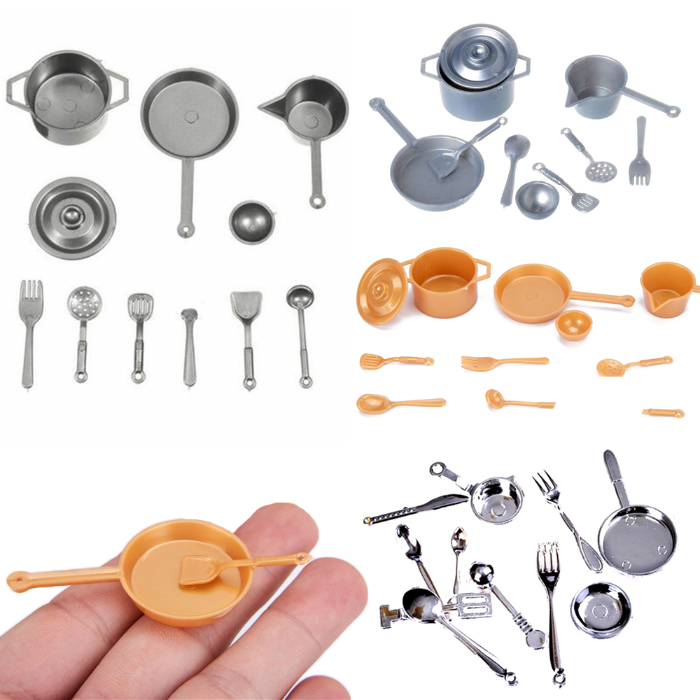 PARXERNG22797 10/11PCS Mini Tableware Set Playing House Food Toys Dollhouse Kitchen Dinnerware Model Miniature Cookware Doll Accessories