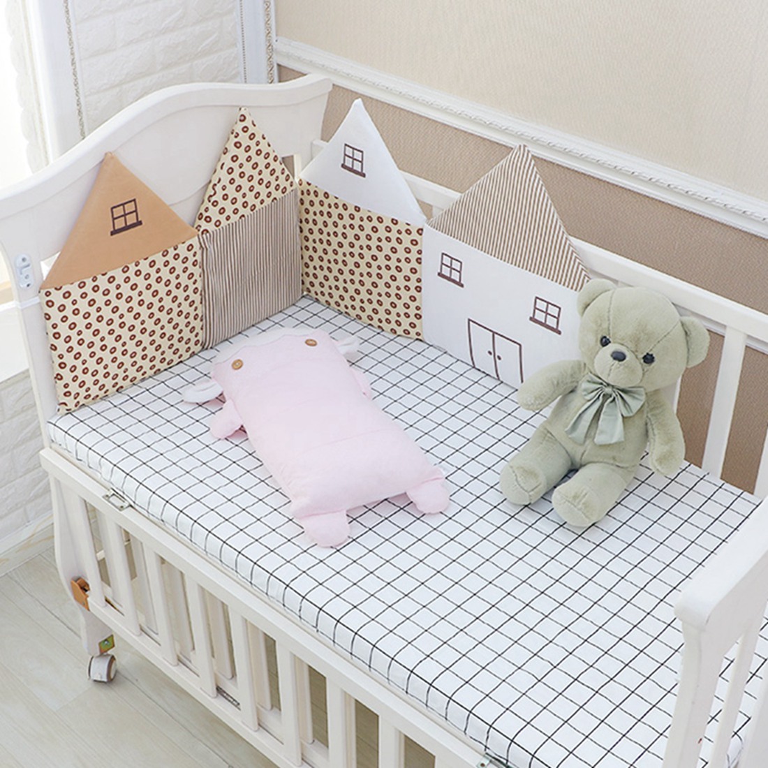4Pcs Baby Bed Bumper Sides in The Crib Newborns Bed Cot Crib Protector