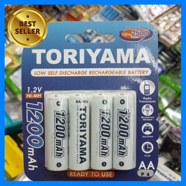 ถ่านชาร์จ Toriyama AA 1200mah 4ก้อน ของใหม่ ของแท้บริษัท เลือก 1 ชิ้น อุปกรณ์ถ่ายภาพ กล้อง Battery ถ่าน Filters สายคล้องกล้อง Flash แบตเตอรี่ ซูม แฟลช ขาตั้ง ปรับแสง เก็บข้อมูล Memory card เลนส์ ฟิลเตอร์ Filters Flash กระเป๋า ฟิล์ม เดินทาง