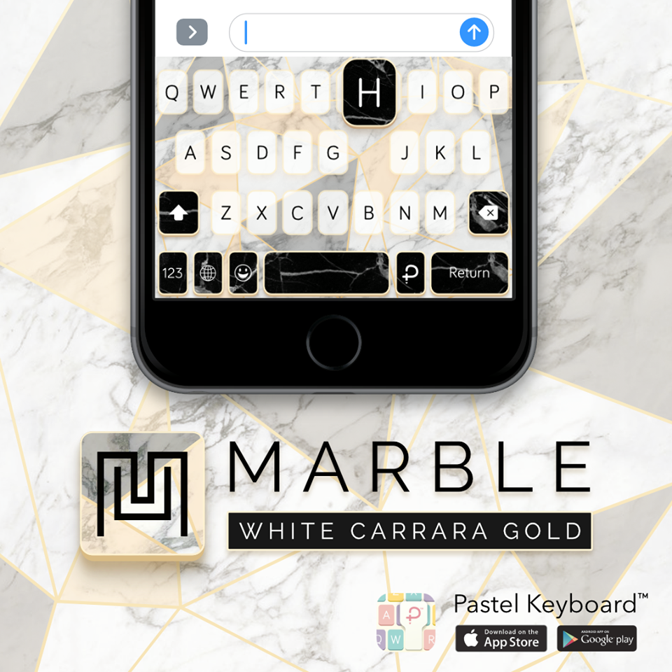 Marble White Carrara Gold Keyboard Theme (E-Voucher) for Pastel Keyboard App