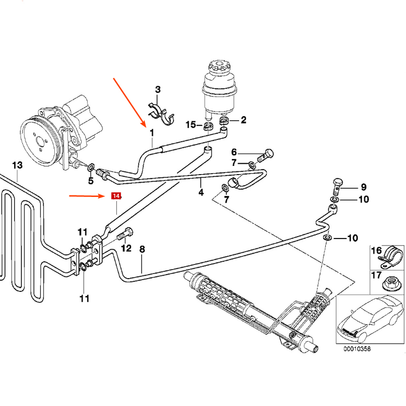 Power Steering Return Hose Line For BMW E46 E38 E39 E53 X5 318i 320i