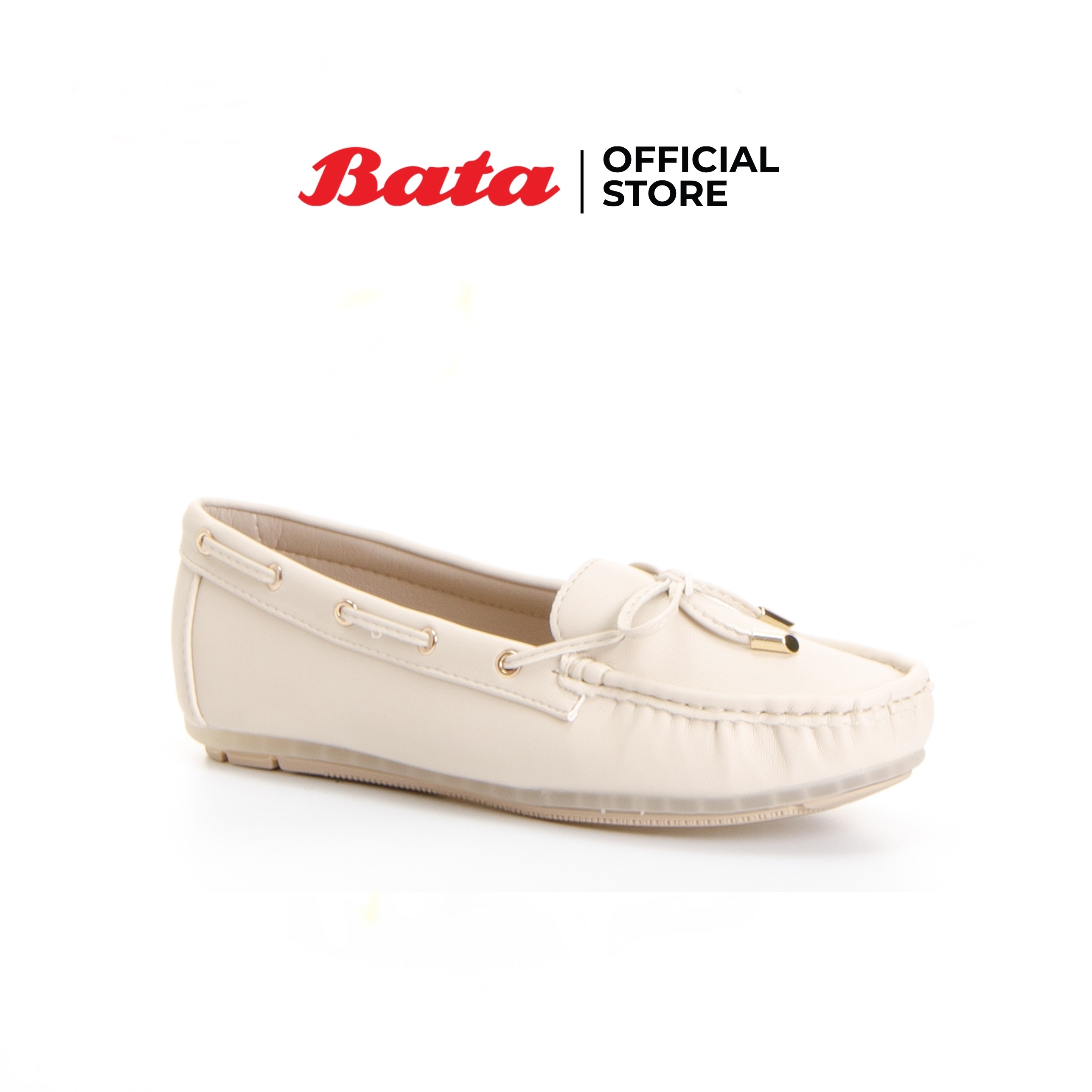 Bata LADIES'CASUAL MOCCASINE รองเท้าลำลองแฟชั่น แบบสวม สีครีม รหัส 5515264 Ladiesflat Fashion