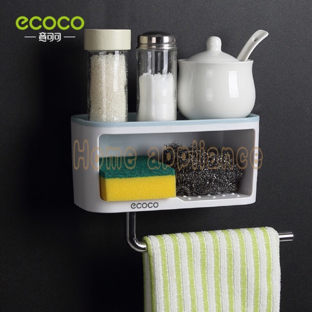 ✎  ECOCO ที่วางสบู่ ชั้นวางของในห้องน้ำ ชั้นวางของในห้องครัว และที่แขวนผ้า E1716