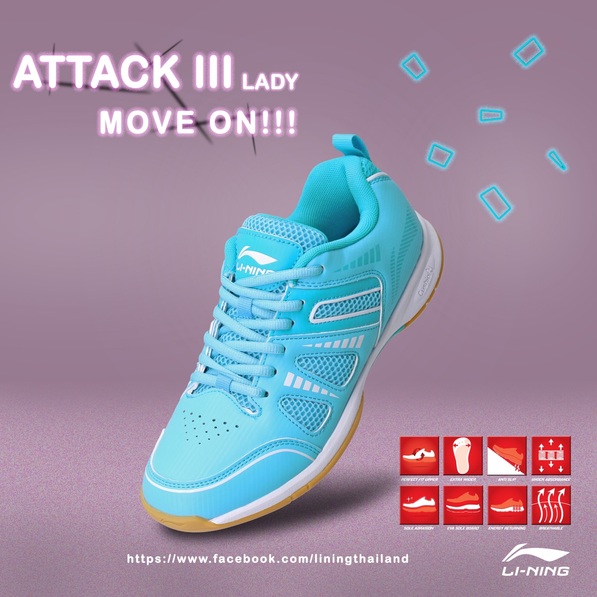รองเท้าแบดมินตัน Li-Ning Badminton Shoe : ATTACK III (AYTP075-12)