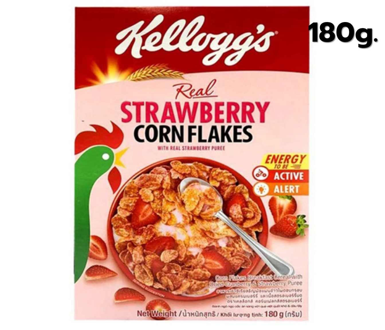 อาหารเช้าเคลล็อกส์ สตรอเบอร์รี่ คอร์นเฟลกส์ 180 กรัม อาหารเช้าเคลล็อกส์  อาหารเช้า ซีเรียล