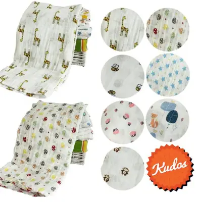 KUDOS - 120*110 Muslin 100% Cotton Baby Swaddles Soft Newborn Blankets Bath Gauze Infant Wrap sleepsack Stroller Cover Play Mat Muselina