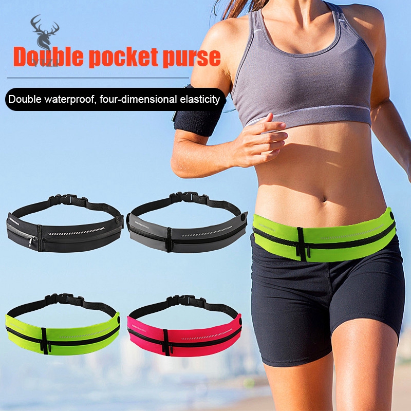COD& Running Waist Bag Fitness Fanny Packs Mobile Phone Holder Double