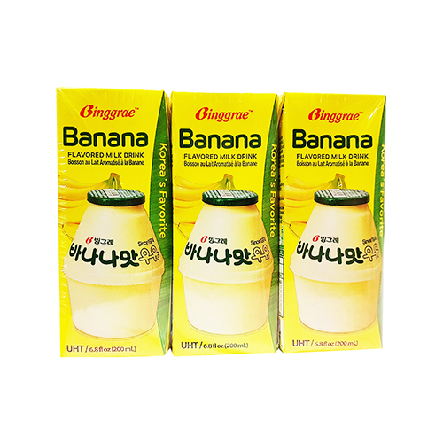 นมกล้วยเกาหลี Bingrae Banana Flavor Milk 200g. แพ็ค 3 กล่อง (3pcs.)