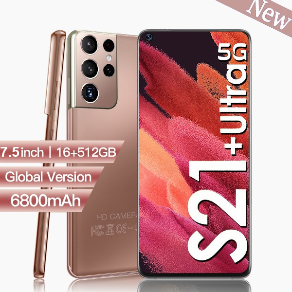 โทรศัพท์ราคาถูก Sansumg S21+Ultra โทรศัพท์มือถือ 7.5นิ้ว 16GB RAM+512GB ROM จอใหญ่ มือถือ New smartphone Android10.0 phone รองรับเกม Mobile phone full HD screen สมาร์ทโฟน มือถือราคาถูก S21