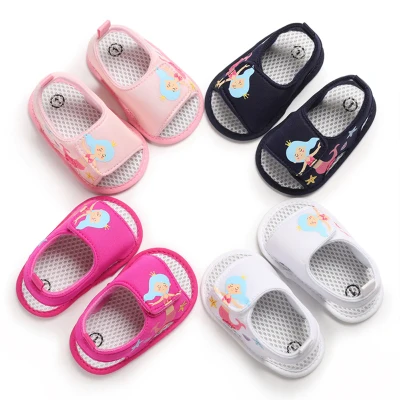 [kisseangel] 0-18M Baby Girl Toddler Shoes Toddler Soft Kid Cartoon Mermaid Toddler Baby Bed Shoes