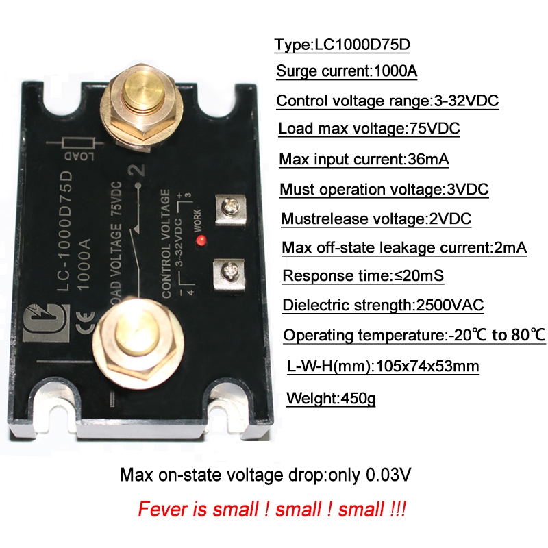 SSR 500A 1000A DC DC Solid State Relay Voltage DC Relay DC Battery DC