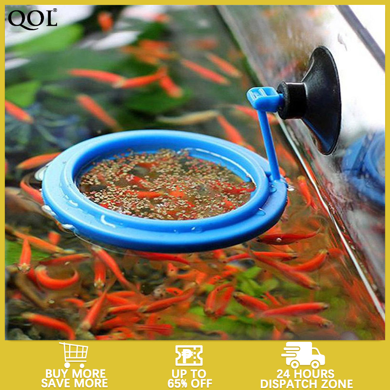 Fish Ring Feeder, Plastic Aquarium Floating Feeding Ring Convenient Food Prevention With Strong Suction Cup For Feeding Flake Foods Blue Black
