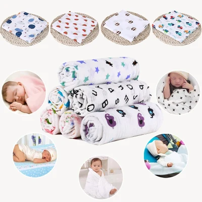 1Pc Muslin 100 Cotton Baby Swaddles Soft Newborn Blankets Bath Gauze Infant Wrap sleepsack Stroller cover Play Mat