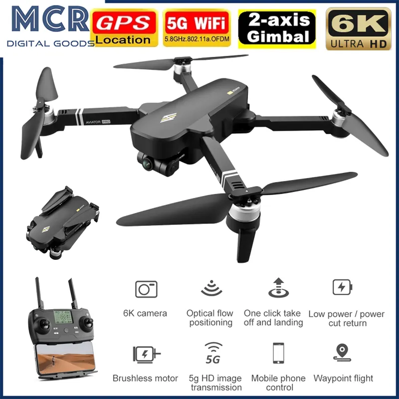 ภาพสินค้าMCR 8811 Pro RC โดรนโดรน 6K HD 5G WiFi กล้อง Gimbal Drones พับได้ FPV โดรนไร้แปรงถ่าน Dual GPS 2 กม. ระยะทาง RC เฮลิคอปเตอร์ โดรนควบคุมระยะไกล จากร้าน MCR  Digital Goods บน Lazada ภาพที่ 1