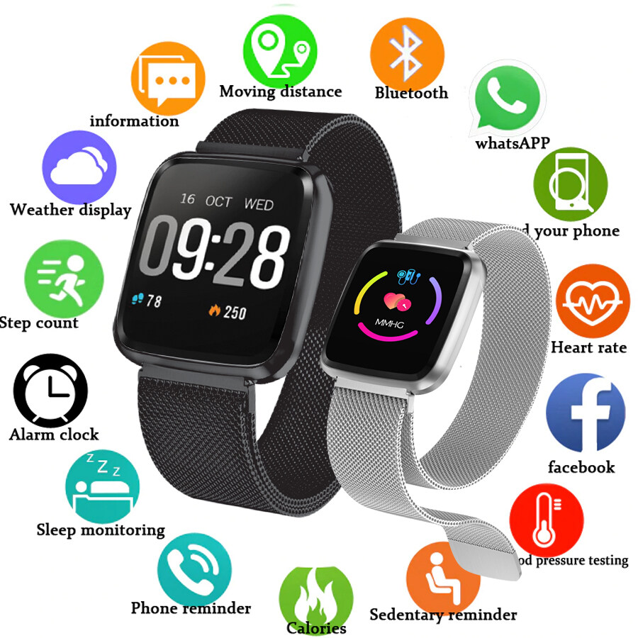 (ส่งไว) Smart Watch Y7 ของแท้100% รับฟรี ! ฟิล์มกันรอย สายรัดข้อมือเพื่อสุขภาพ นาฬิกาดิจิตอลข้อมือ จับชีพจร นับก้าว วัดการเต้นหัวใจ วัดแคลอรี่ กันน้ำ shopnow1