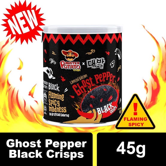 👻 มันฝรั่งแผ่นดำ Mister Potato Ghost Pepper Black Crisps Limited