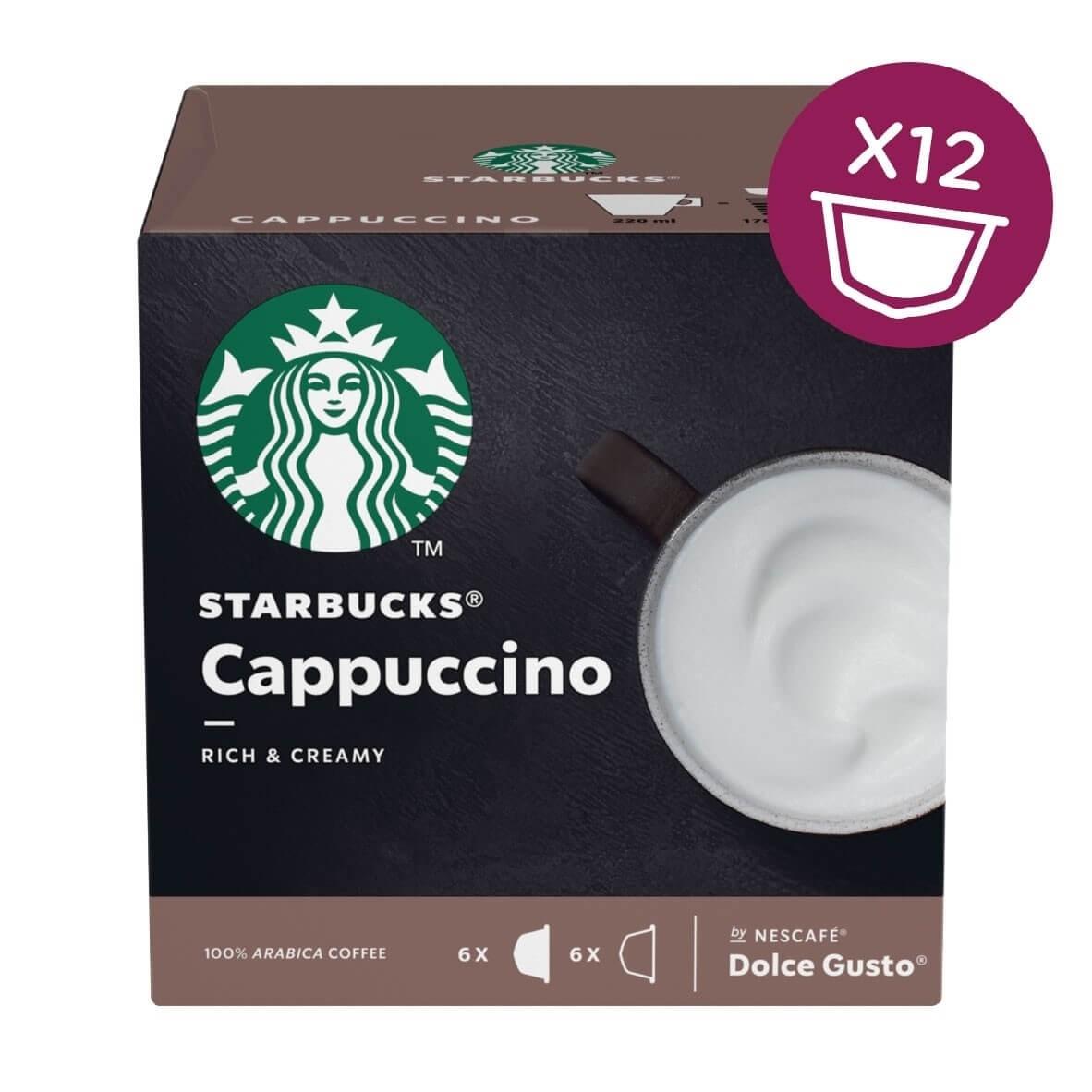 Starbucks Cappuccino Coffee Pod by Dolce Gusto (UK Imported) สตาร์บัค คาปูชิโน่ กาแฟคั่วบด 10g. x 12capsules