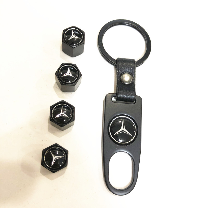 [รับประกันสินค้า] จุกลมยางรถยนต์ พร้อมโลโก้ จุกปิดลมยางพร้อมประแจ ฝาปิดจุกลม ยางรถยนต์ Benz 1 ชุด (4 อัน) - Car Tire Valve Caps
