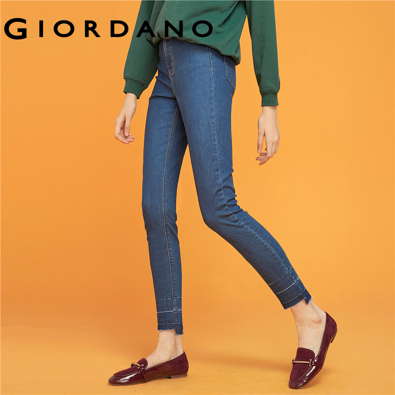 Giordano Women Jeans Denim Jeans Women's Pants Anklelength Pants Stylish High Rise Zip Fly