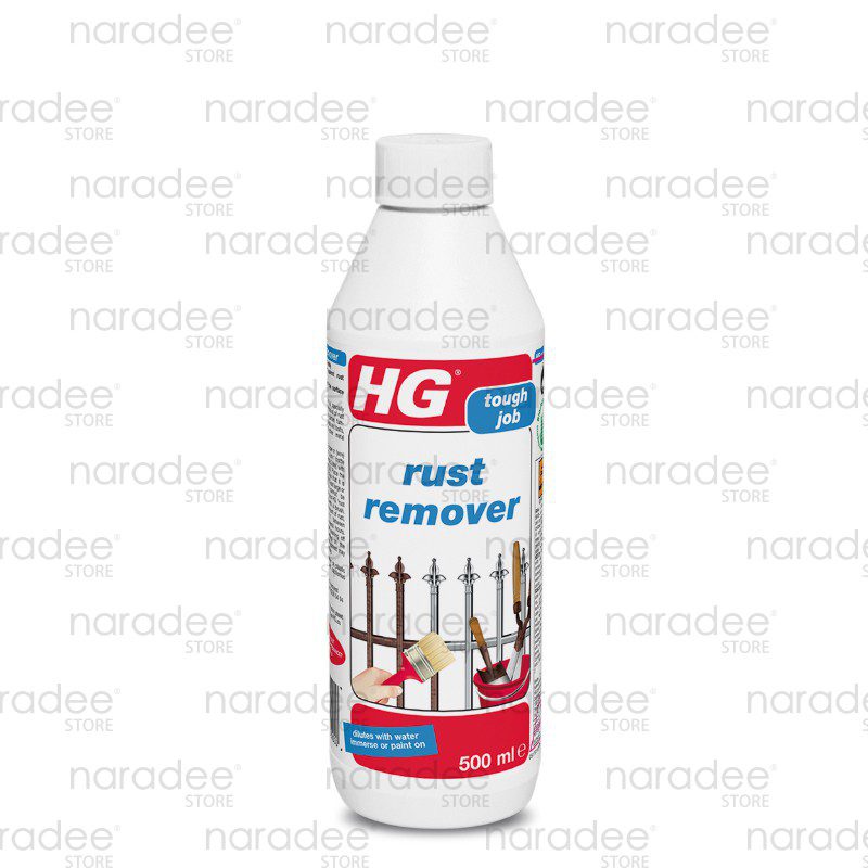 เอชจี ขจัดสนิม (HG RUST REMOVER) ขนาด 500 มล. - น้ำยาล้าง (กัด) หรือกำจัดสนิมเหล็ก สูตรเข้มข้น แก้ปัญหาที่มักเกิดบนพื้นผิวโลหะต่างๆ เช่น ประตูรั้ว ตะแกรง น็อต และเครื่องมือต่างๆ