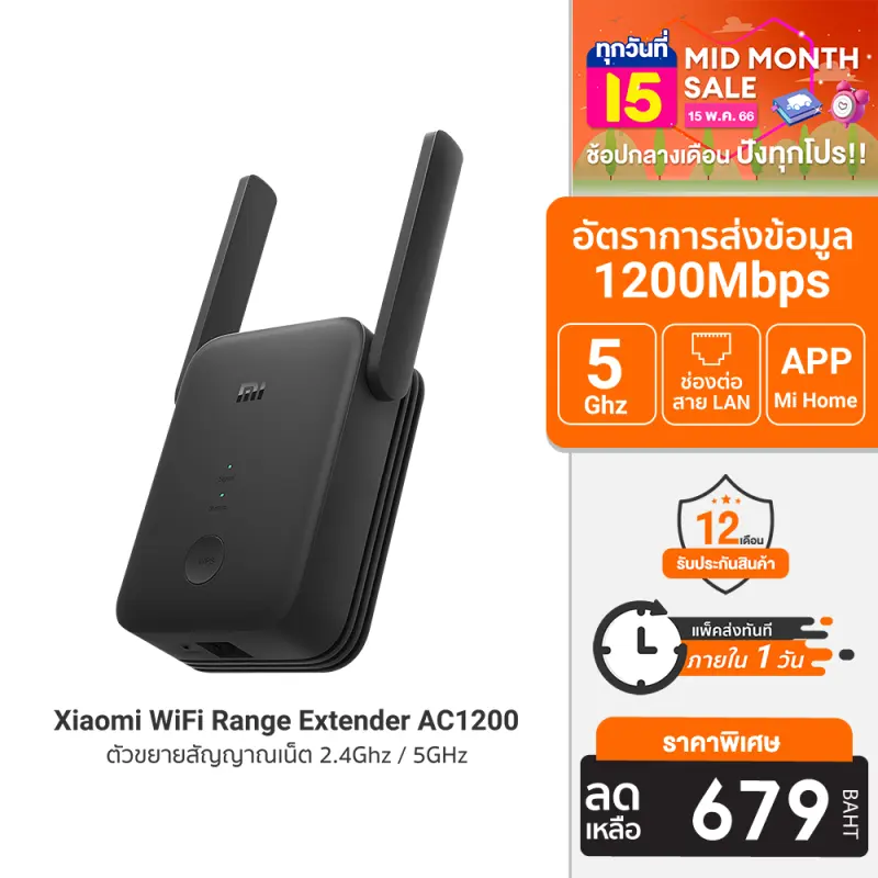 ภาพหน้าปกสินค้าXiaomi Mi WiFi Range Extender AC1200 ขยายสัญญาณเน็ต 2.4Ghz / 5GHz ตัวขยายสัญญาณ WIFI -1Y จากร้าน Xiaomi by itshowroom บน Lazada