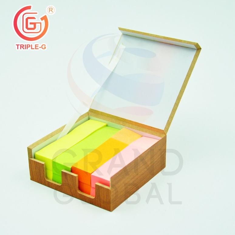 Triple-G กระดาษแถบกาว STICK NOTE MEMOแถบกาวเล็กพร้อมกล่องลายไม้