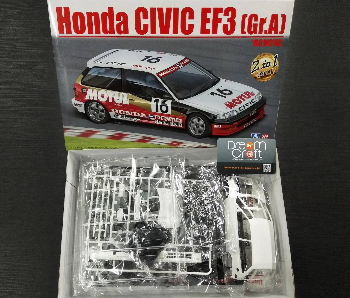 AOSHIMA 1/24 Honda Civic EF3 Gr.A `88 Motul (โมเดลรถยนต์ Model