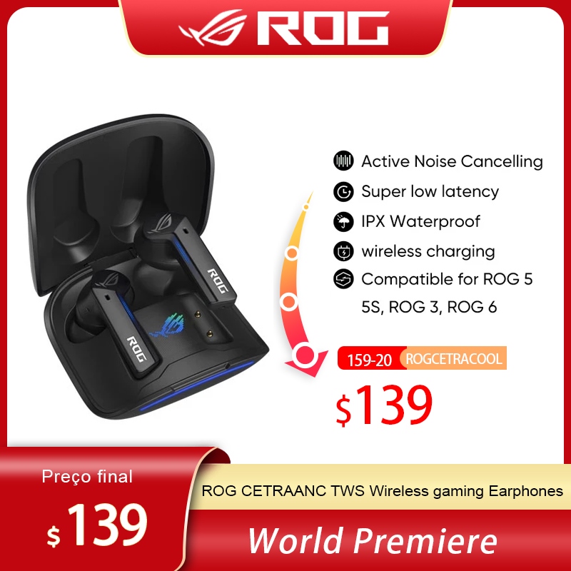 World PremiereASUS ROG Cetra True Wireless Gaming Headphone ANC Noise