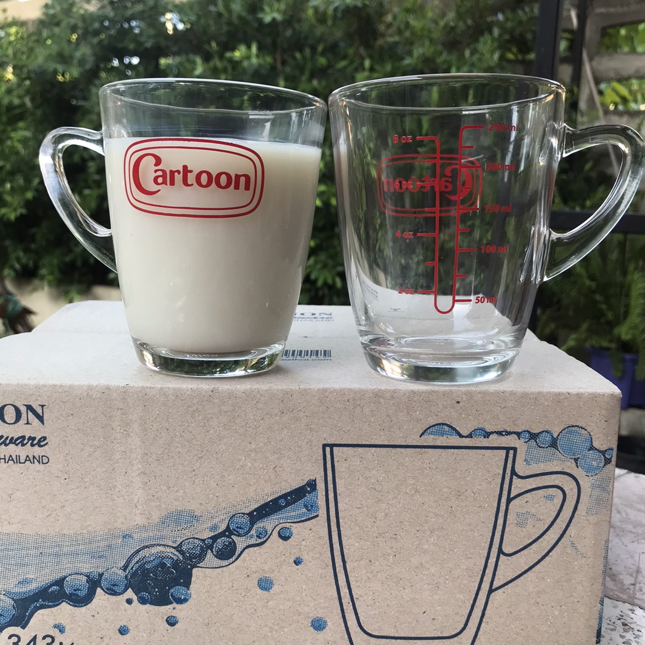 แก้วตวง  แก้วน้ำ  แก้วกาแฟ  (ลาย Cartoon)  ขนาด 8oz/250ml   ราคาใบละ